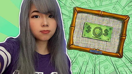 Tiffae Youtube thumbnail with a dollar