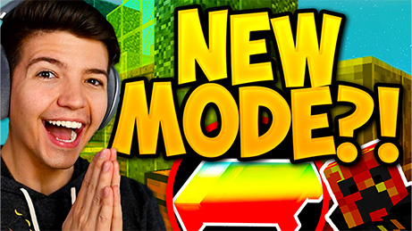 Preston in front of a minecraft bed with large letters that say New Mode